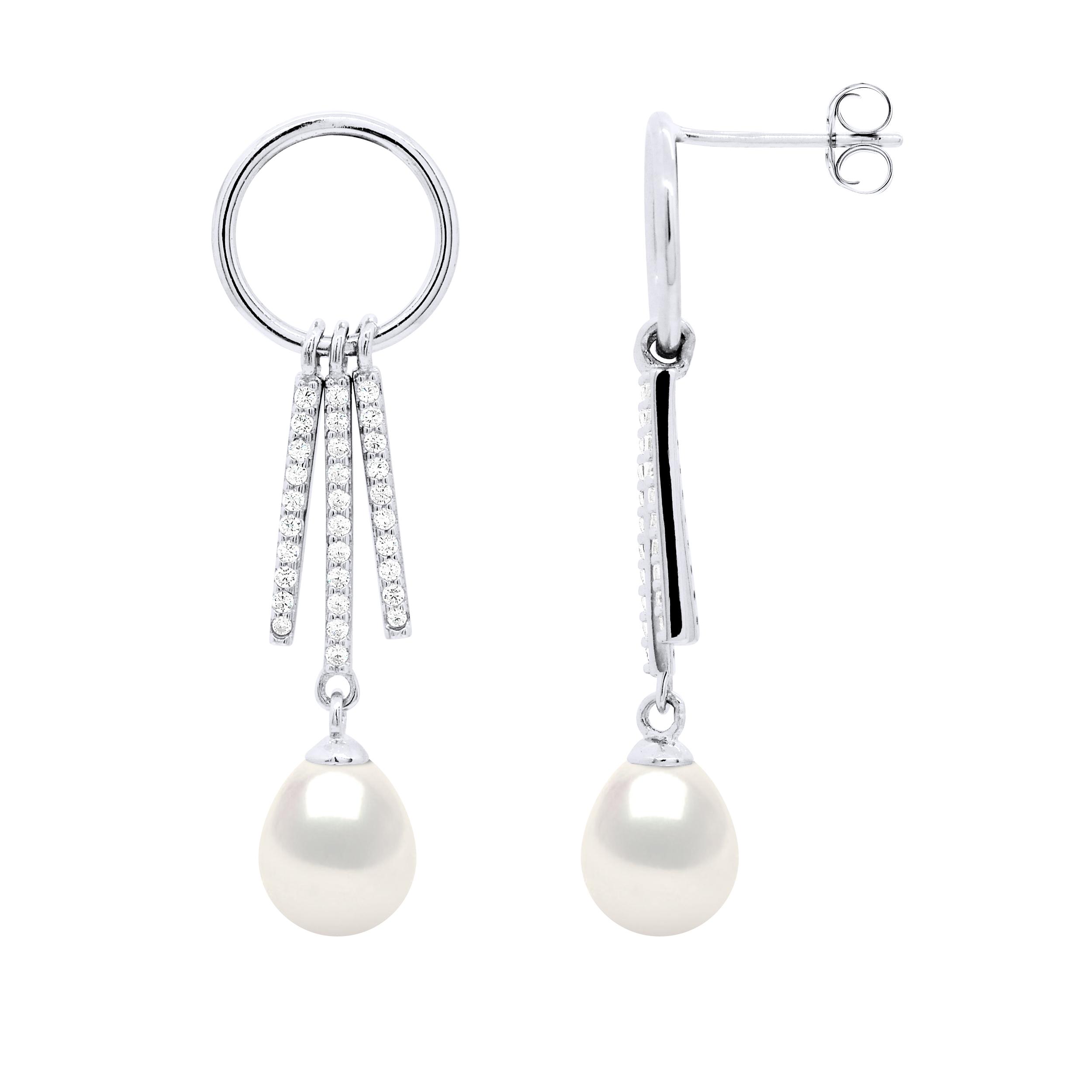 Oorbellen met ronde en streepjes, gemonteerd met cubic zirconia