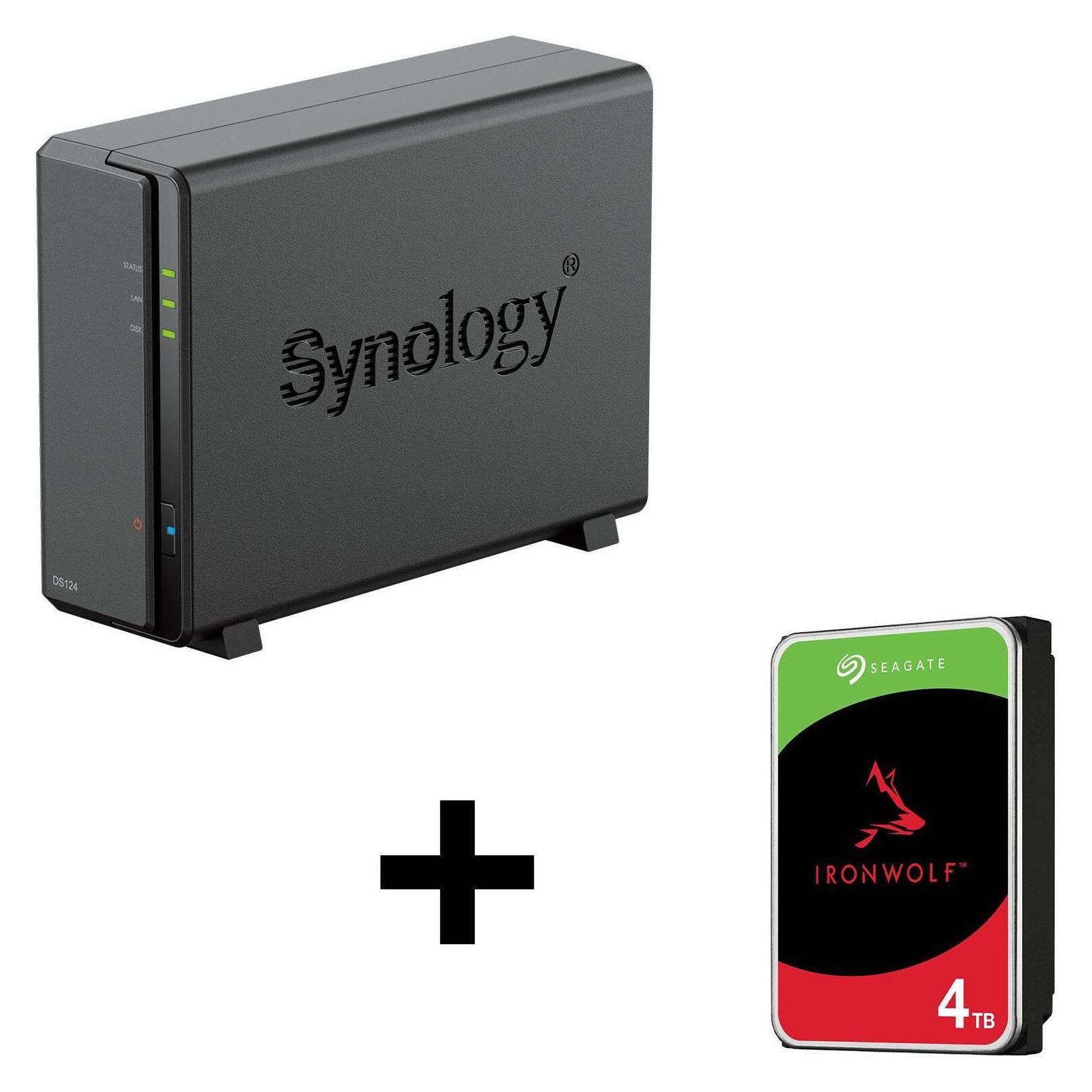 Synology DiskStation DS124 1 Einschub NAS-Server Leergehäuse + 1x Seagate Ironwolf SATA 3.5"" HDD 4T (1 x 4 TB, Seagate Ironwolf) (DS124 & ST4000VN006)