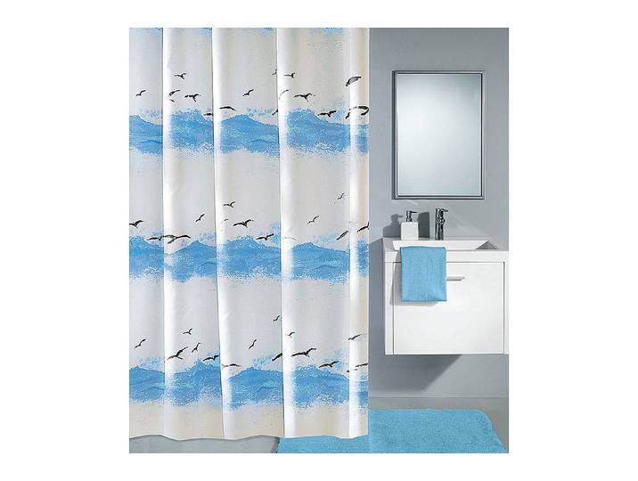 Kleine Wolke Duschvorhang Seaside Blau-Weiss 240 × 180 cm