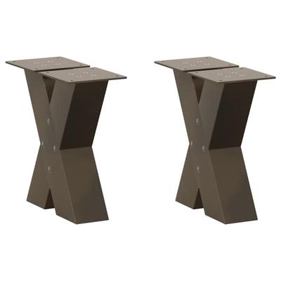 Helloshop26 - Set aus 2 X-förmigen Couchtischbeinen 40 x 30 cm stabile Unterstützung mit verstellbaren Füßen modernes Design Stahl 02_0057207