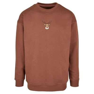 Sweater MERCHCODE "Merchcode Christmas Cute Deer Crewneck", Herren, Gr. 4XL, braun (bark), 65% Baumwolle, 35% Polyester, bedruckt, Rundhals, Sweatshirts Sweater