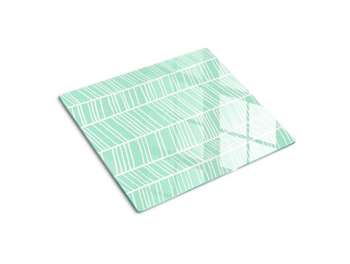 Tulup Glasplatte 60x52 cm Fischgrätenmuster, Grün, Glas, 60x0.4x52 cm, Küchen, Küchenelektrogeräte, Herde, Herdabdeckplatten