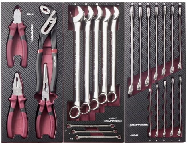 Kraftwerk Ensemble d'outils, EVA, clés à molette et pinces, 24 pièces (105.515.002)