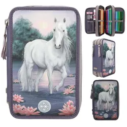 Depesche 12947 Miss Melody 3-Fach Federtasche LED Seerosen