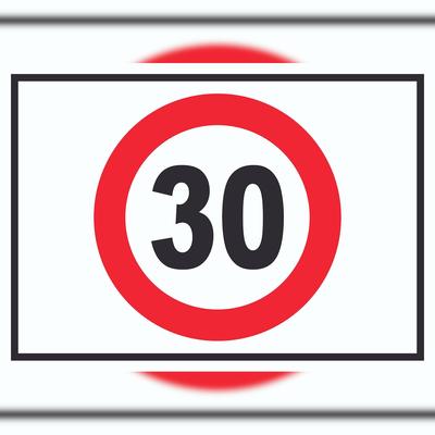 Tempo 30 km/h Geschwindigkeitsbegrenzung Schild Symbol A4 (210x297mm)