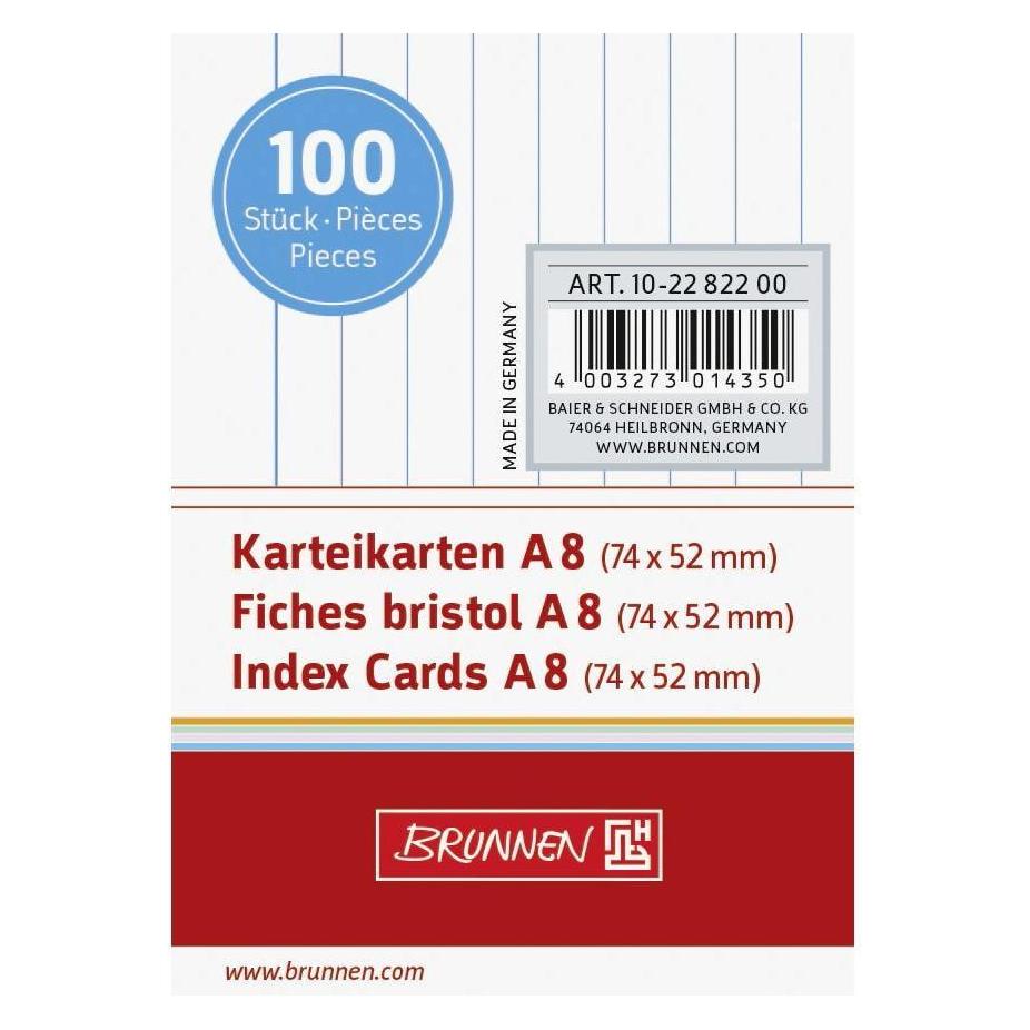 Brunnen Karteikarten (A8, 100x, 180 g/m²) (102282200) Mindestbestellmenge: 10 Stück