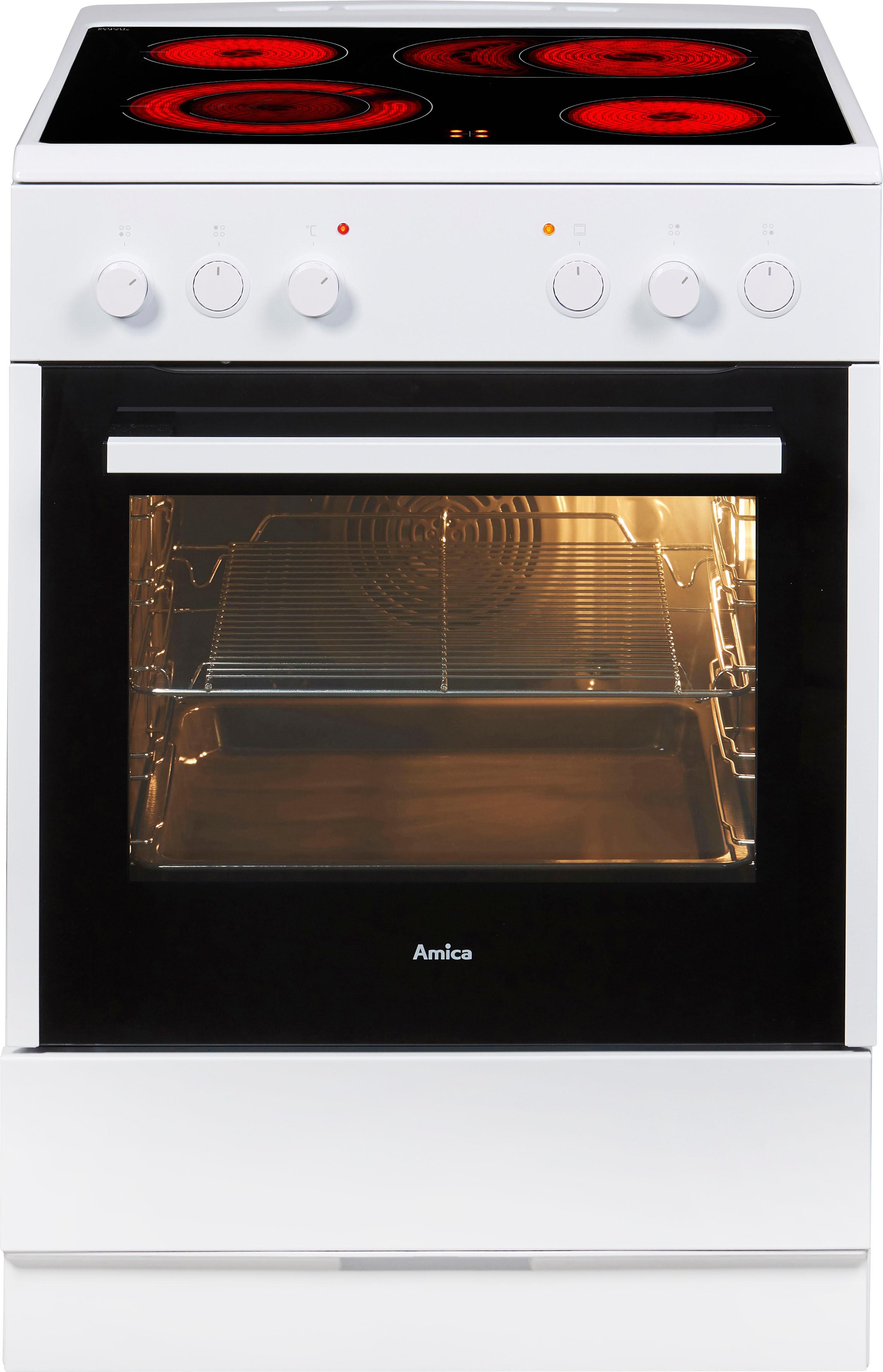 AMICA Elektro-Standherd "SHC 914 111 W", Energieeffizienz: A (A+++-D), weiß, Herdsets, Komfortables Kochen und Backen mit übersichtlicher Handhabung