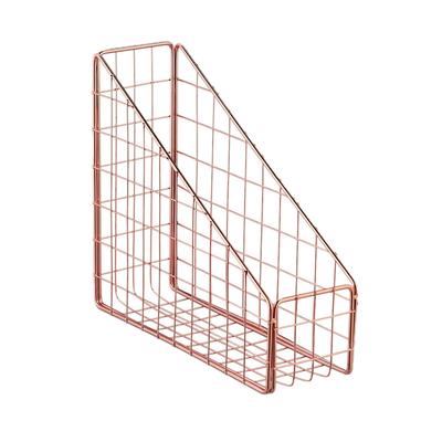 Relaxdays Stehsammler 2er Set, A4, Gitter Design, HBT 23 x 9 x 25,5 cm, Büro & Home-Office, Stehordner, Metall, roségold