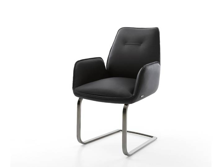 Cantilever Zoa Flex cuir de vache noir pied cantilever plat grafiete