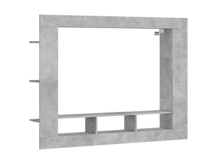 hliofuir TV-Wandboard Betongrau 152x22x113 cm Hängendes Lowboard Wandhängendes Medienregal für Wohnzimmer und Schlafzimmer mit offenen Fächern für Dekoartikel und Mediengeräte.