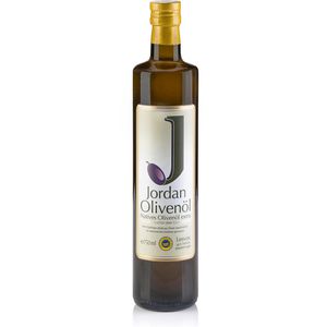 Jordan Olivenöl extra nativ & kaltgepresst, Premium Qualität, von Lesbos in Griechenland, in der Glasflasche, 0,75 Liter