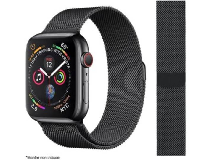 Ibroz - Bracelet Apple Watch 38/40/41mm Maille Noir