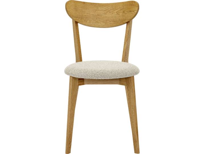 Stilvoller Stuhl Laira Eichenholz massiv, Stoff Massivholz Eiche, Beige - Farbe: Eiche/Beige - Material: Eichenholz massiv/Stoff - Stuhl