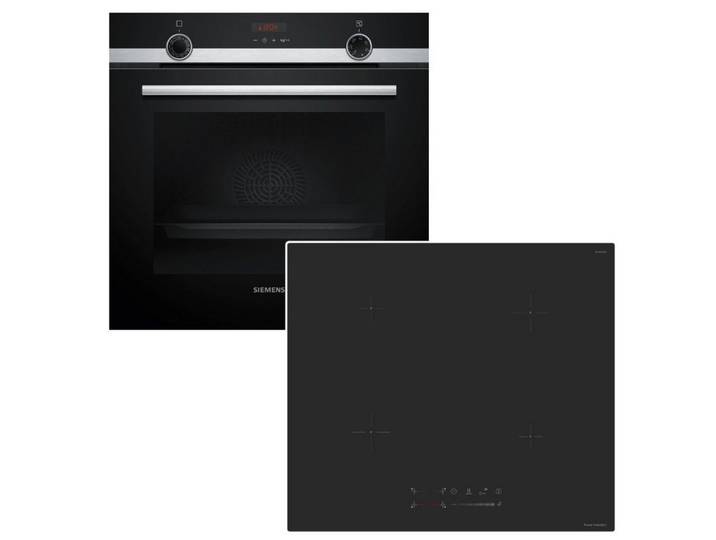 SIEMENS Backofen-Set Einbauherd Pyrolyse Dampf +keenberk Induktionskochfeld Boost MattBlack, mit 1-fach Teilauszug, Pyrolyse-Selbstreinigung