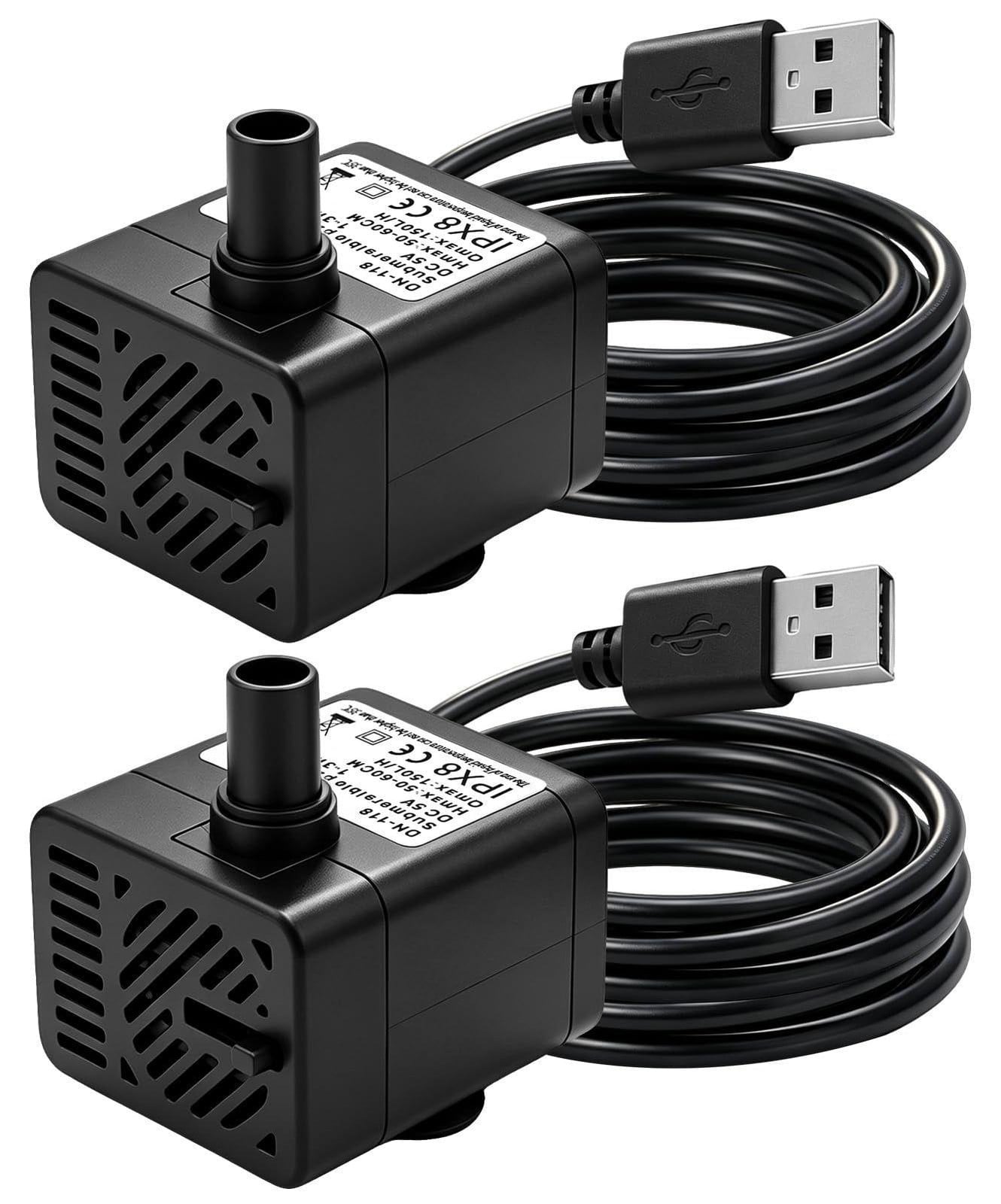 Lustrens 2 stuks mini-dompelpomp USB DC 5V 1-3W 200 l/h