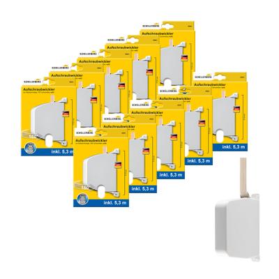Aufputz-Gurtwickler SCHELLENBERG "Aufschraubwickler für das Rollladensystem Maxi", weiß, 10 Stk., Gurtwickler, schwenkbar, mit vormontiertem Rollladengurtband, weiß oder braun