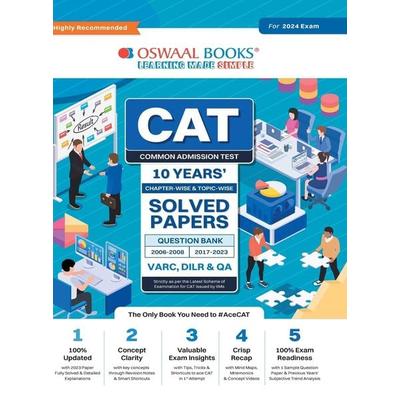 Oswaal CAT 10 YEARS Chapter-wise & Topic-wise Solved Papers (VARC, DILR & QA) (2006 - 2008 & 2017-2023) for 2024 Exam, Taschenbuch von Oswaal