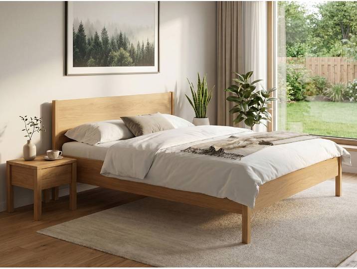 Eichenbett Hell „Flora“ 100 x 210 cm Massivholz Eiche Hell