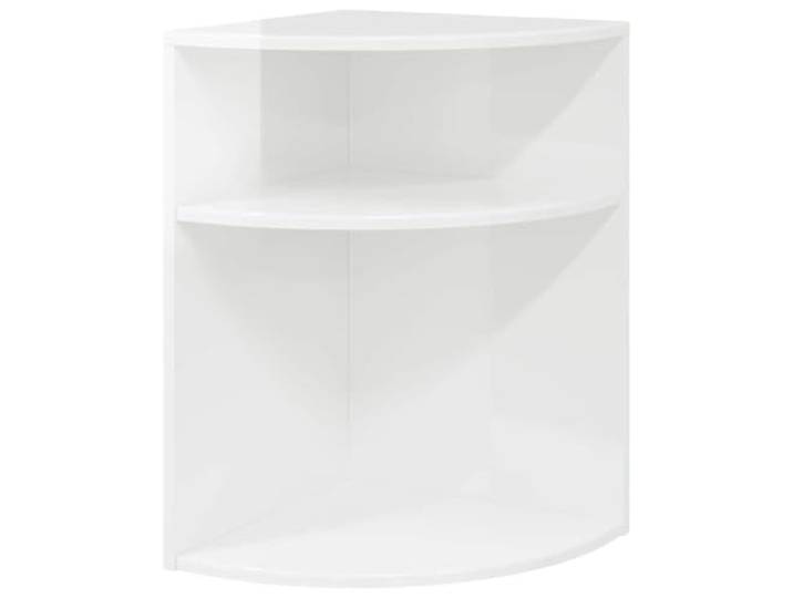 Favemtsl Beistelltisch Hochglanz Weiß 39,7x39,7x60cm Holzwerkstoff Mehrstöckiges Fachdesign bietet Ordnung im Schlafzimmer und Wohnzimmer, pflegeleichte Oberfläche für tägliche Nutzung.
