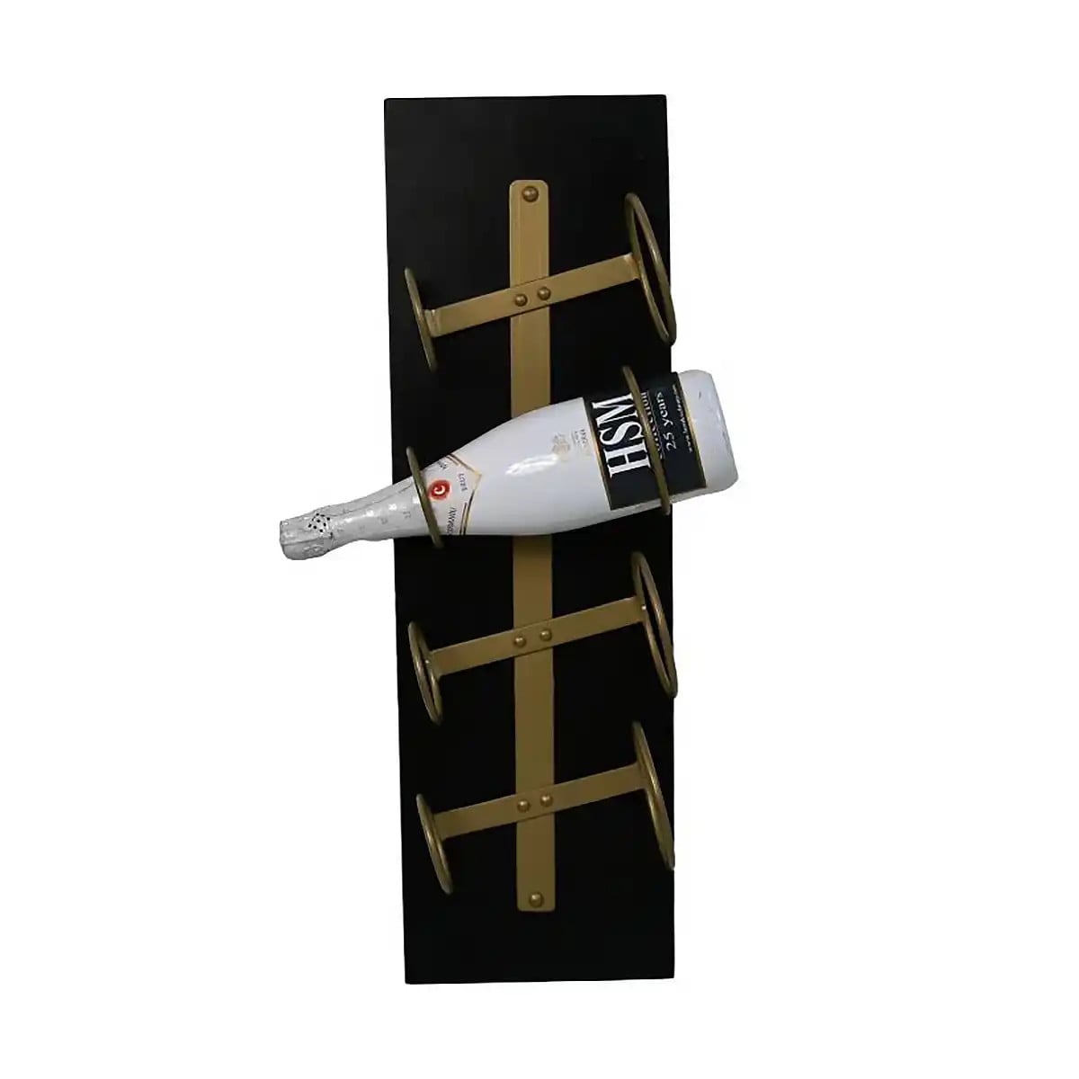 HSM Collection Wijnrek Diabo Wandmodel voor 4 flessen, Hout Goud, Hoogte: 65 cm