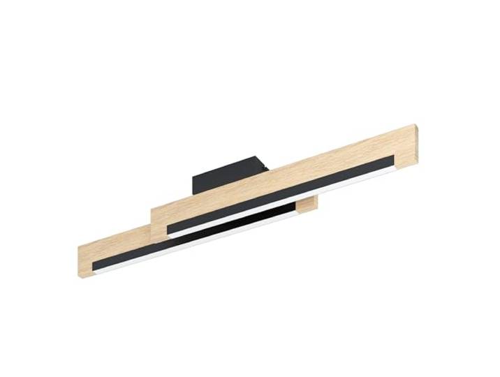 Eglo LED Plafonnier Camacho\, lampe de plafond 2 flammes dimmable\, éclairage salon\, cuisine en acier\, bois et plastique\, lampe couloir plafond noir\, naturel\, blanc