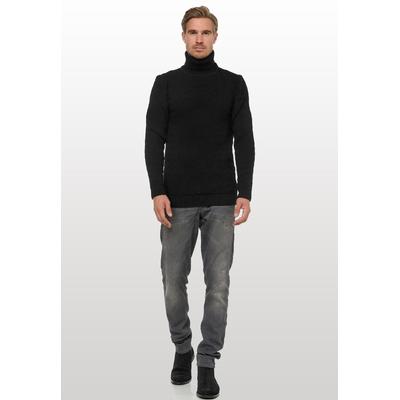 Rollkragenpullover RUSTY NEAL, Herren, Gr. M, schwarz, 70% Polyacryl, 30% Baumwolle, unifarben, normal, hoch geschlossener Ausschnitt, Pullover Rollkragenpullover, im angesagten Design