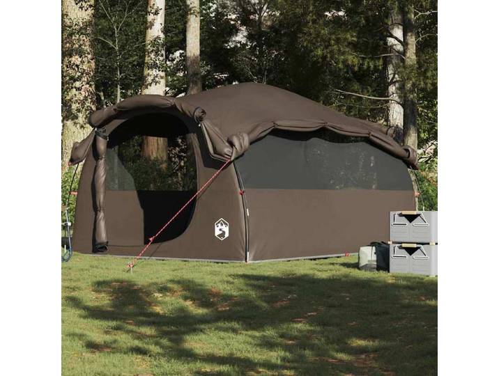 Tente tunnel familiale 6 personnes marron imperméable, Tente tunnel familiale, Abri de camping spacieux pour 6 personnes, Équipement de plein air marron