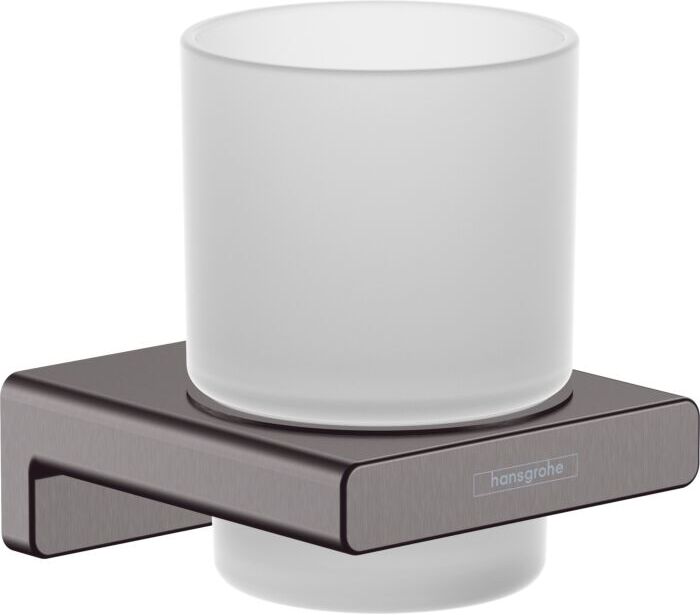 Hansgrohe AddStoris Glashalter 41749340 mit Glas, Wandmontage, Metall, brushed black chrome