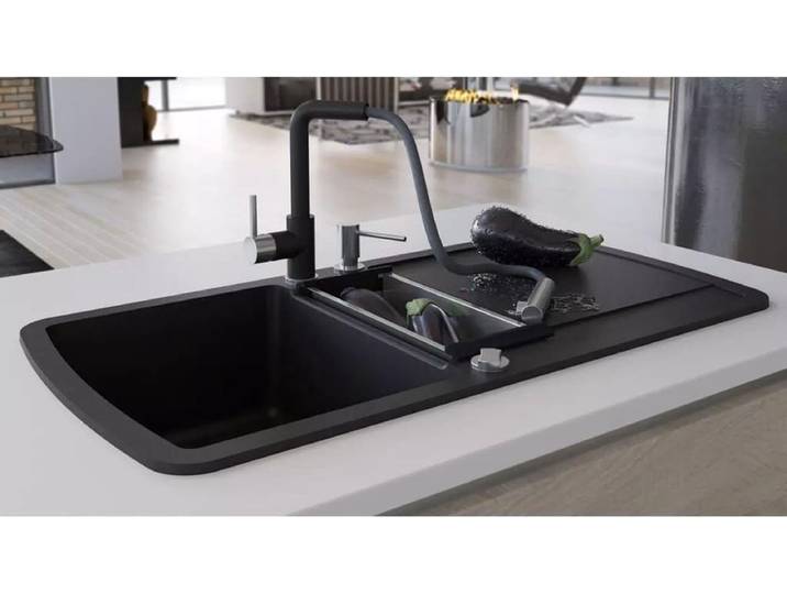 vidaXL - Gootsteen - dubbele - bak - graniet - zwart