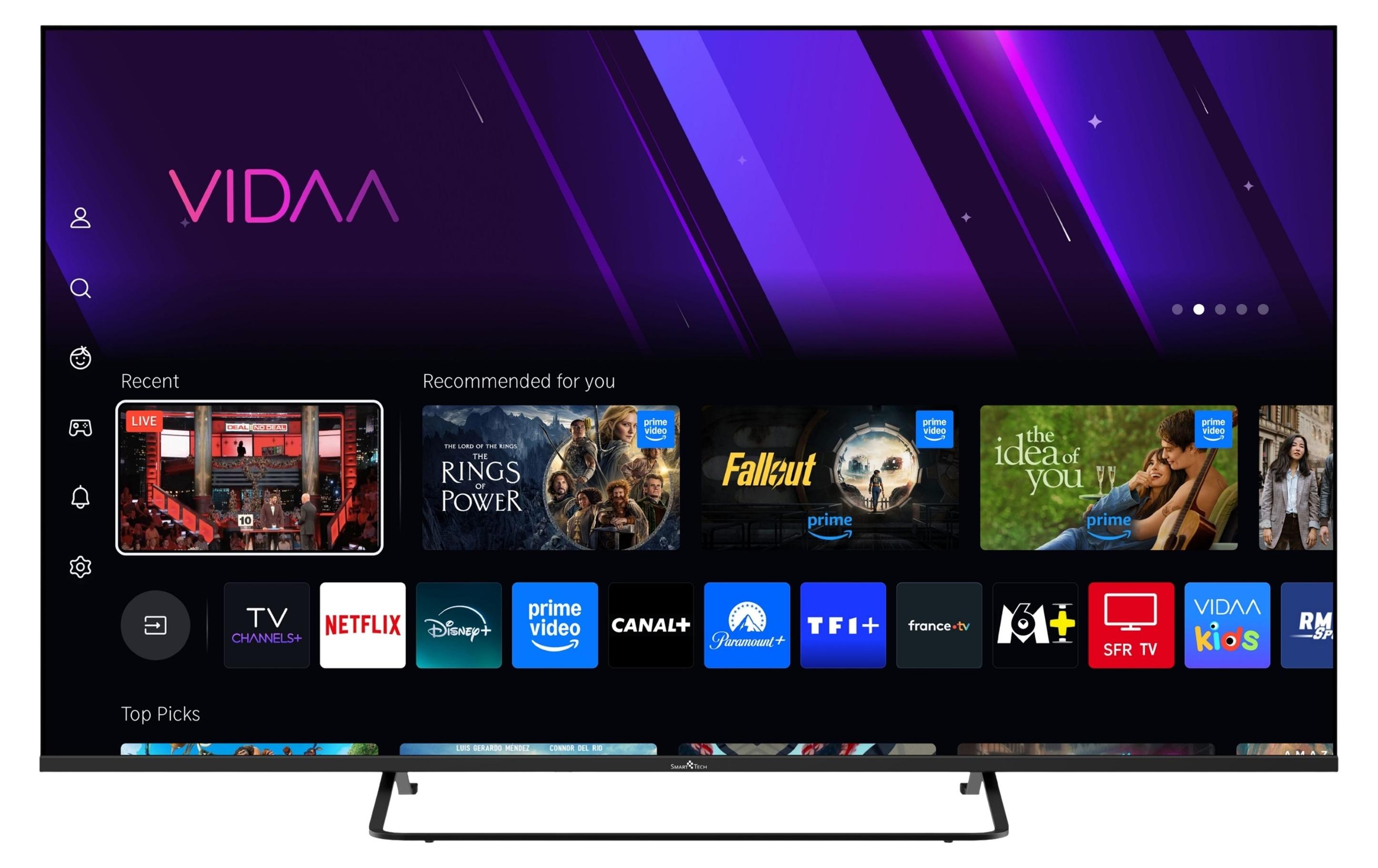 Smart Tech TV QLED 4K UHD 50' (126 cm) 50QV02K VIDAA TV - 3xHDMI - 2xUSB - HDR 10 - Dolby Audio