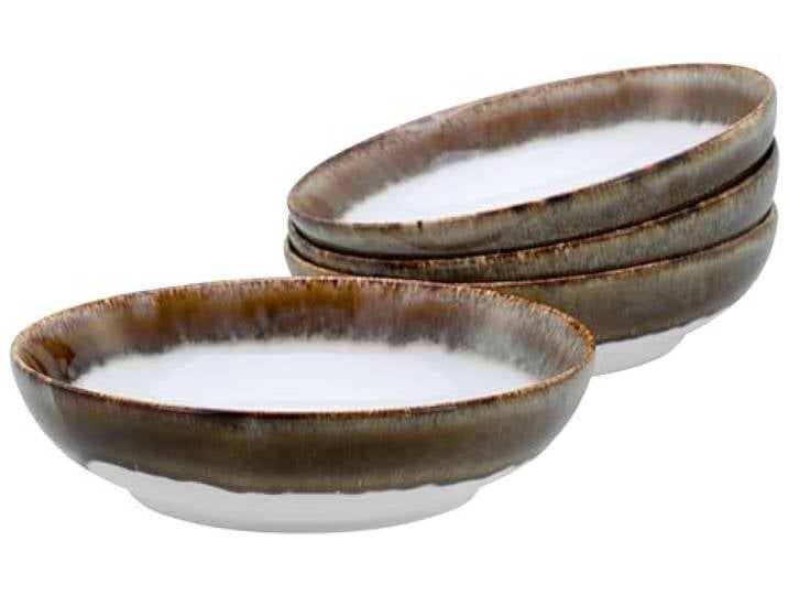 Creatable\, 21691\, Série Cascade Bowls Marron\, Ensemble de vaisselle de 4 pièces\, Service de Poke Bowl en grès.