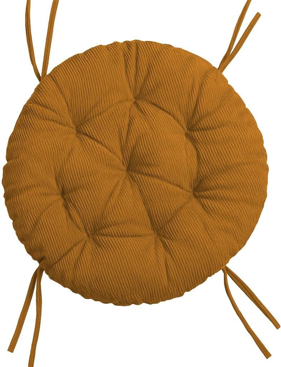 Stoelkussen rond Papasan bekleding Honing corduroy Diameter: 90 cm