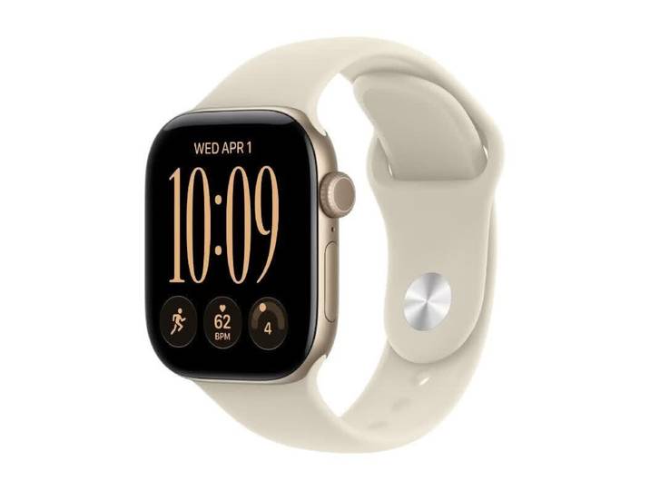 Apple Watch Series 12 GPS 42 mm Boîtier en aluminium or clair avec bracelet sport sable - S/M