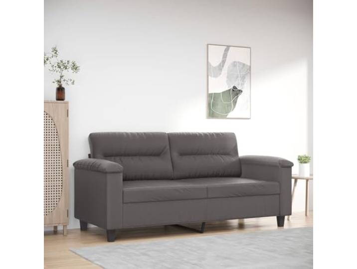 HEFZGDB Graues 2-Sitzer-Sofa 140 cm Kunstleder Modernes Design mit Langlebigem Material und Robustem Metallgestell für Bequemes Sitzerlebnis Schmutzabweisende Oberfläche Luxuriöser