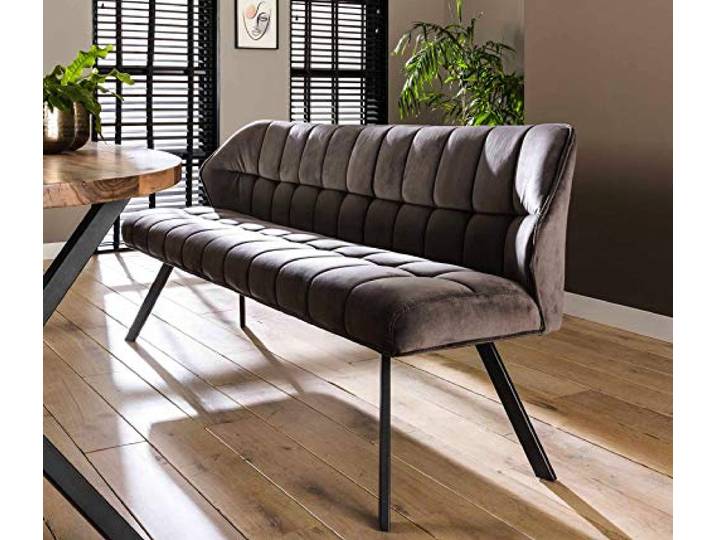 Beauty.Scouts Sitzbank Bodaway - Anthrazit Velvet, Stahlgestell - Robuste Esszimmer- und Couch-Sitzbank, 180x58x81 cm