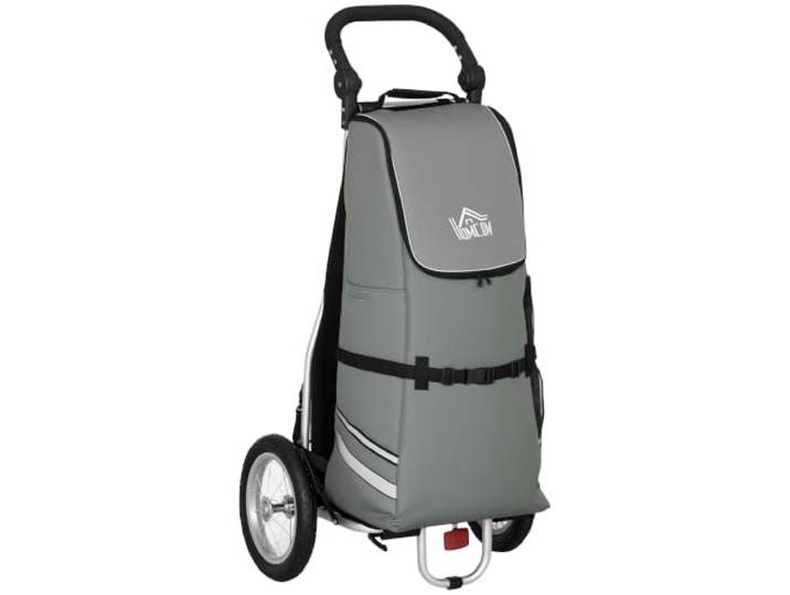 HOMCOM 2 in 1 Lastenanhänger Fahrradanhänger Grau+Silber 53x43x110 cm