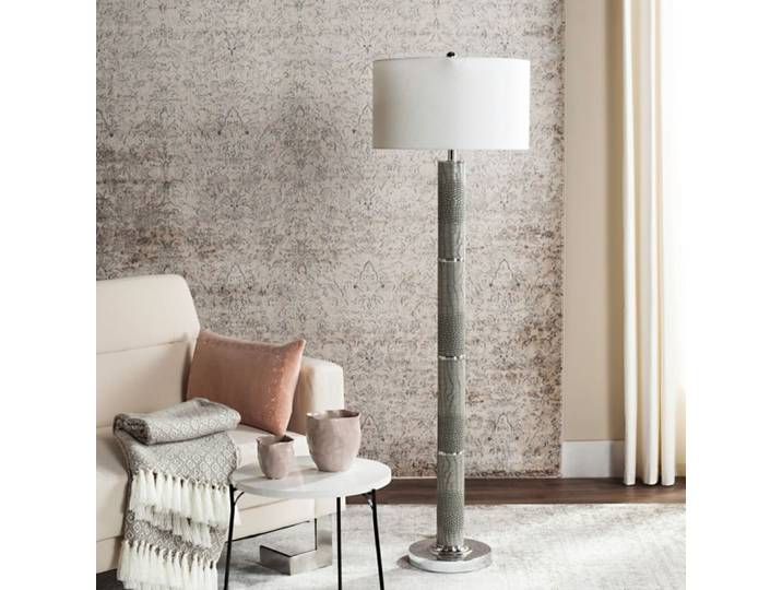 Lampe sur pied en pu, métal, gris