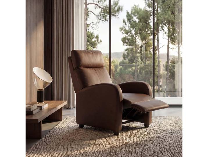 Fernsehsessel Relaxsessel Liege Sessel Denver, Kunstleder braun