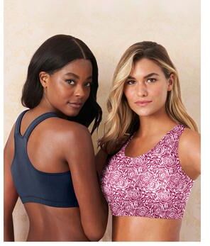 Plus Size Women's Wireless Sport Bra 2-Pack by Comfort Choice in Rose Assorted (Size 2X)