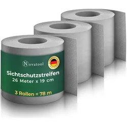 Novatool Premium PP 78m Zaunsichtschutzrollen Fenster Grau für Doppelstabmattenzaun für 30 Reihen Sichtschutzstreifen Zaun Gittermattenzaun Sichtschutzstreifen langlebig & witterungsbeständig