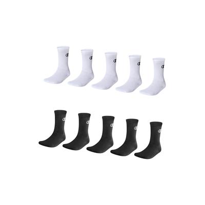 Socken CHAMPION "10Pack Crew Sock", Damen, Gr. 43-46, schwarz-weiß (wht, nbk), Obermaterial: 78% Polyester, 18% Baumwolle, 4% Elasthan, Socken Socken, 10er-Pack, für sportive Aktivitäten, sportlicher Stil