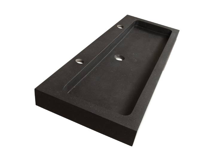Brauer Lava Wastafel - 120 cm - met 1 Spoelbak en 2 Kraangaten - Natuursteen Basalt Antraciet