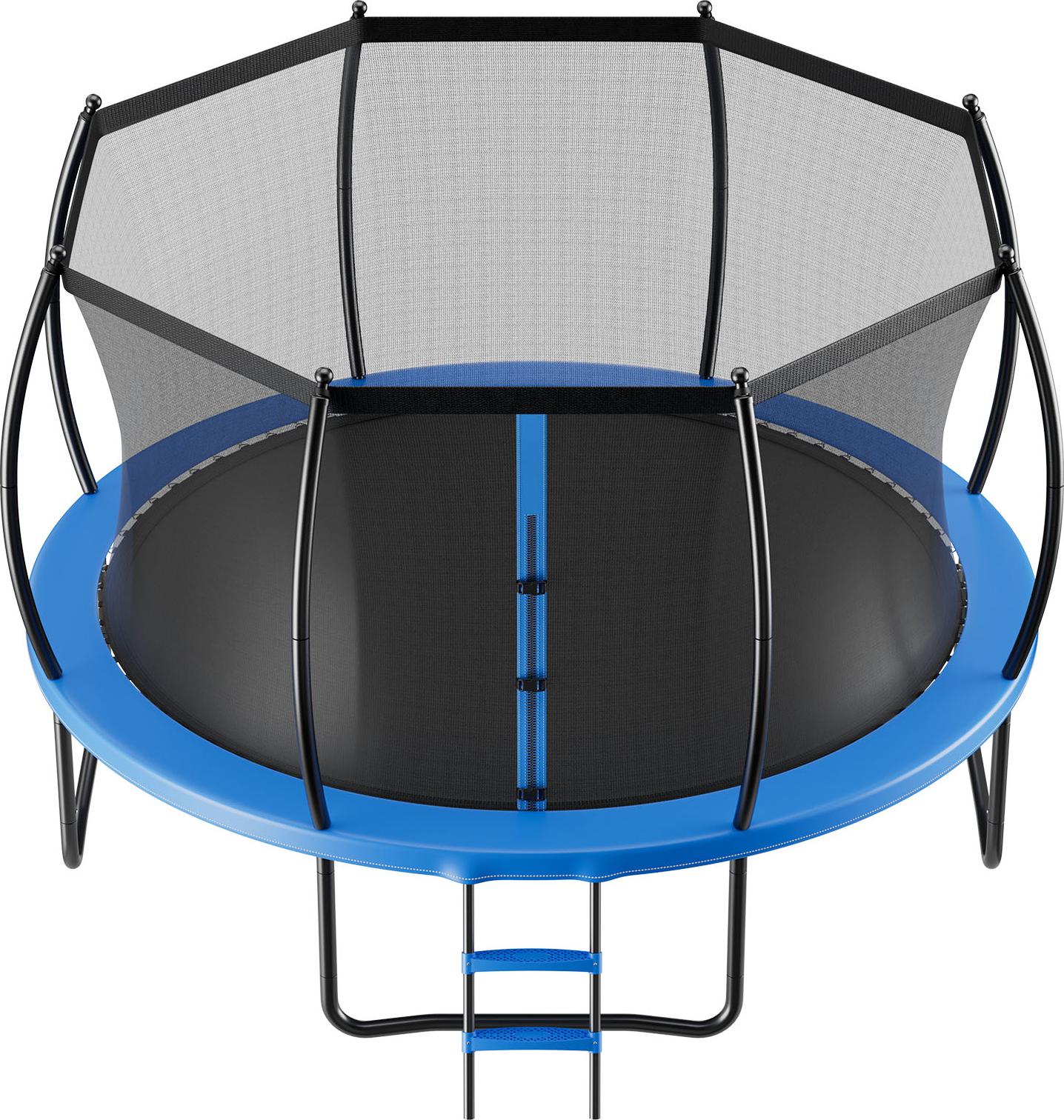 SucceBuy Outdoor-Trampolin Bodentrampolin 305 x 305 cm mit Sicherheitsnetz & verstärkter Polsterung, ASTM-, robustes Trampolin, max. 150 kg belastbares Gartentrampolin für Kinder