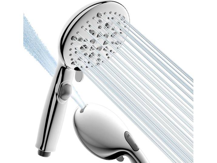 Wassersparende Duschkopf, 7+2 Strahlarten, Starkem Strahl, Reinigung von Wanne, Chrome