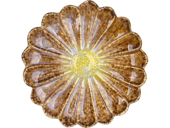 Dekoteller Flower H3x15.5cm braun - Material: Keramik
