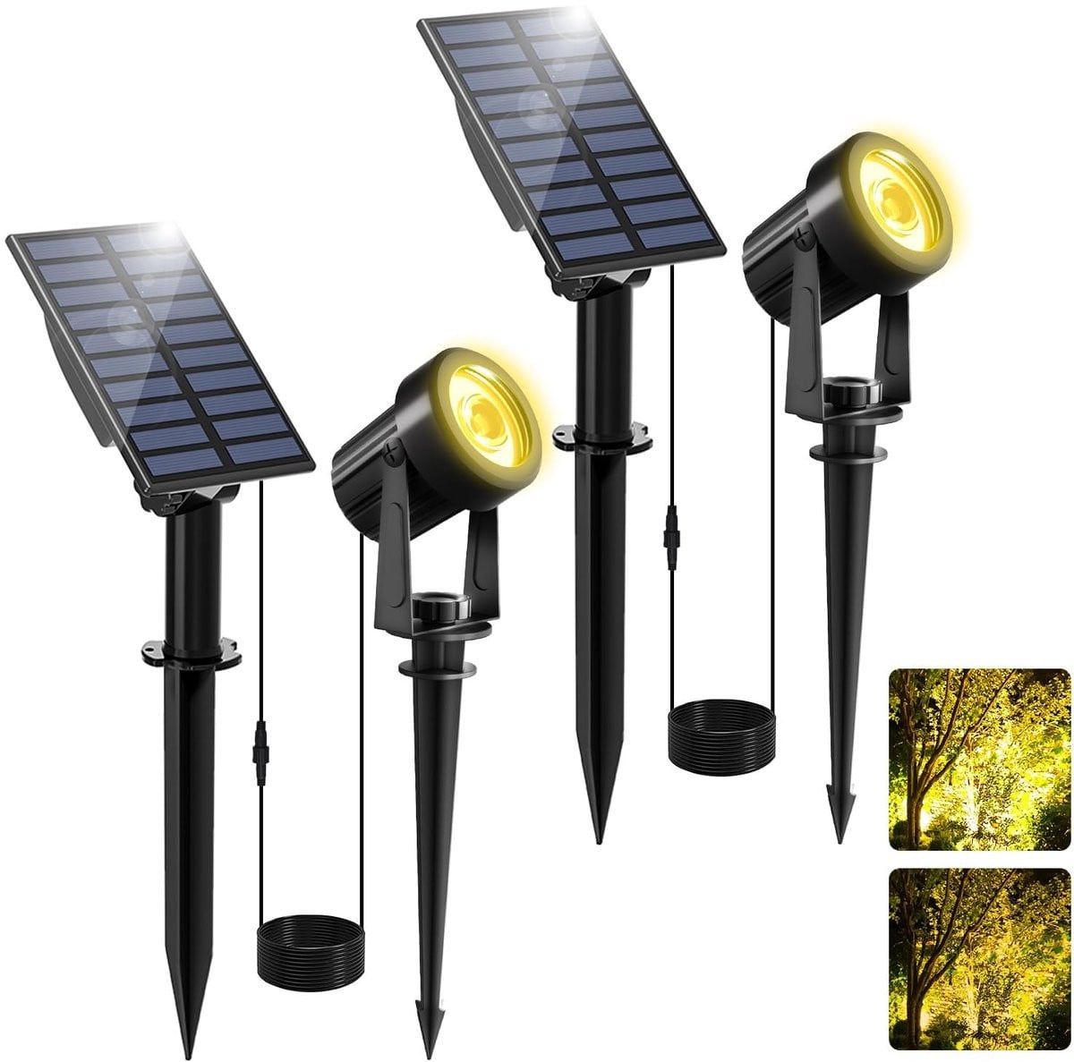 Set van 2 Solar LED Tuinspots voor Accentverlichting en Padverlichting
