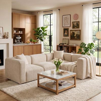 Housely "Modern 101"" Chenille Modular Sectional Sofa Set (4-Piece)"