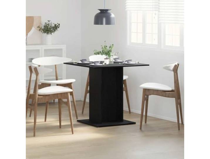 Xolmizyn Esstisch, Quadratischer Küchentisch in Eichen-Optik & Schwarz Modernes Design, 80x80x75 cm, Robuster Holzwerkstoff, Standfest