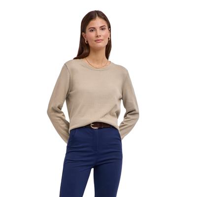 Strickpullover FALKE "Cotton Knit", Damen, Gr. S, beige (zement (4077)), Pullover Strickpullover
