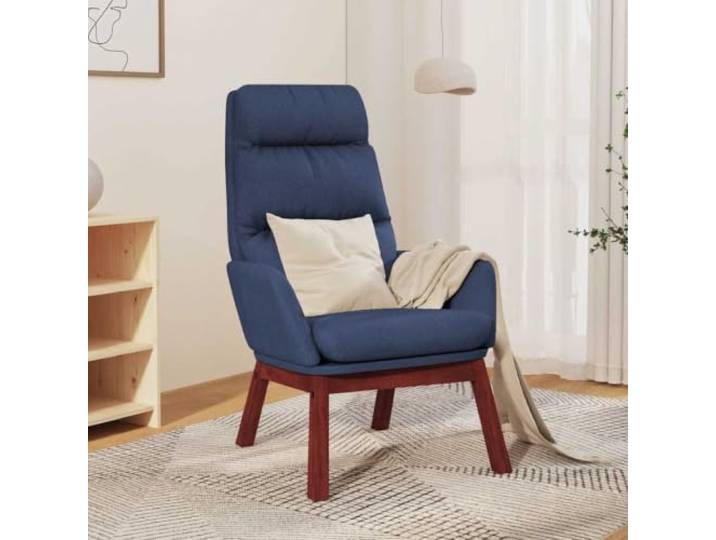 HEFZGDB Relaxsessel Blau Stoff mit Metallrahmen und Gummibaumholz Beinen für Wohnzimmer Komfort und Stabilität